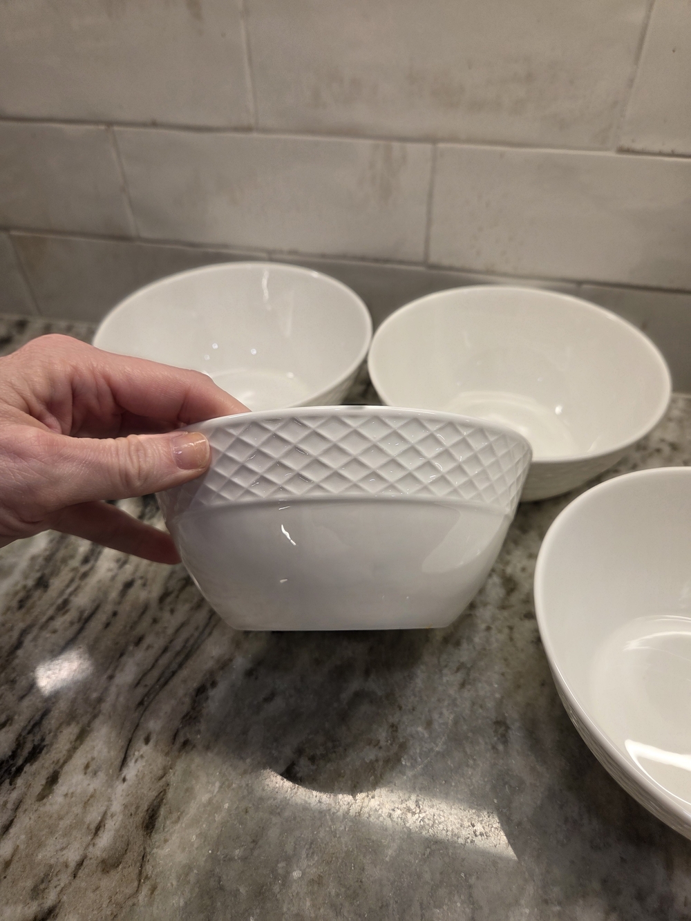 Set of 4 Mikasa TRELLIS Cereal Soup Bowls White